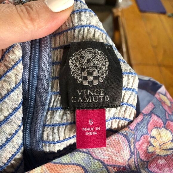 NWT Vince Camuto Square Neck Floral Linen Cotton Sheath Dress - 6 - Picture 14 of 16